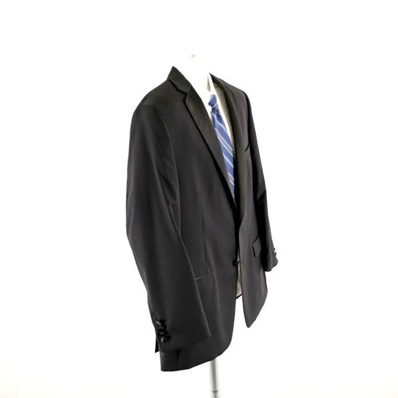 Calvin Klein Wool Black 2 Felt Button 2 Piece Tuxedo 44R 41/31 Side Stripe Mid R - Picture 13 of 16